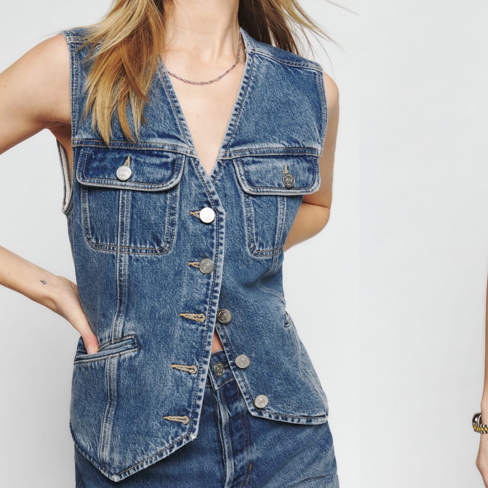 Reformation Jacqui Denim Vest size M